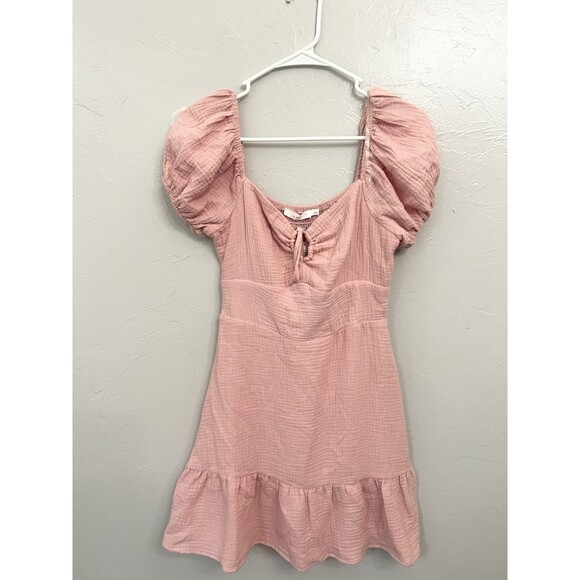 Lush Small Smock Dress Gauzy Puff Sleeve Tiered Lined Prairie Cottage NEW NWT - Picture 5 of 10